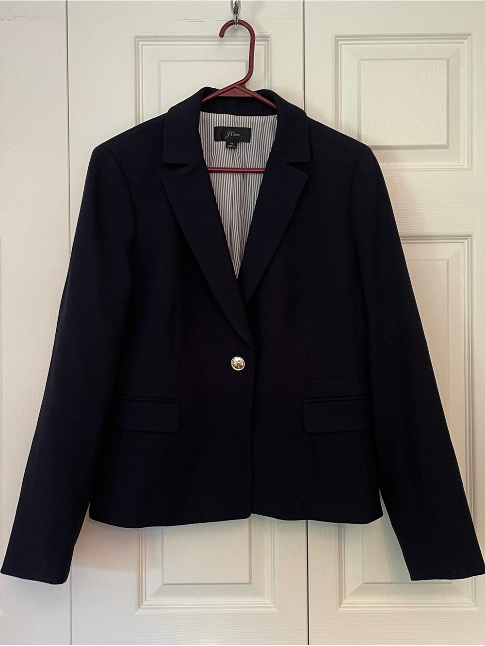 J. Crew Mayfair Navy Peplum Back Blazer 14 - Picture 2 of 7